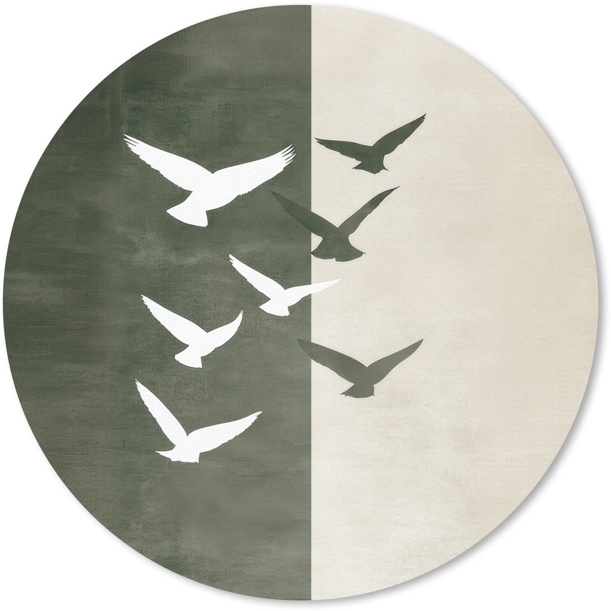 Muismat rond 20x20 cm - Mousepad Japandi - Vogel - Groen - Ronde muismatten