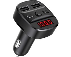 Bluetooth FM-zender voor muziekstreaming en handsfree bellen, FM Transmitter Bluetooth-apparaat voor muzieksysteem in de auto, muziekstreaming vanaf smartphone of micro-SD of USB, dubbele USB-oplaadpoorten