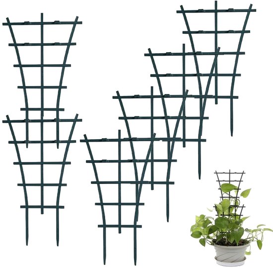 COSTWAY Komkommer Plantensteunset, 187 cm, A-vormig, plantenhouder met tuinnet en clips, metalen rankhek, plantensteun voor klimplanten, bloemen, nuttige planten, tuin outdoor, zwart