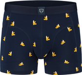 Donkerblauwe boxershort met een all-over print van gele bananen.