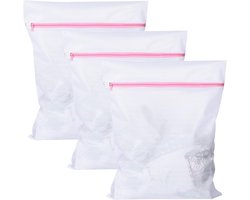 Waszak groot - 3 stuks - extra groot wasnet met ritssluiting - voor wasmachine - waszak - 60 x 60 cm - waszak voor gordijnen - mantels - donsjacks - tapijten - beddengoed