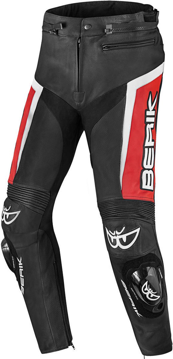 Berik Misle Zwart Wit Rood Leren Motorbroek - Broek