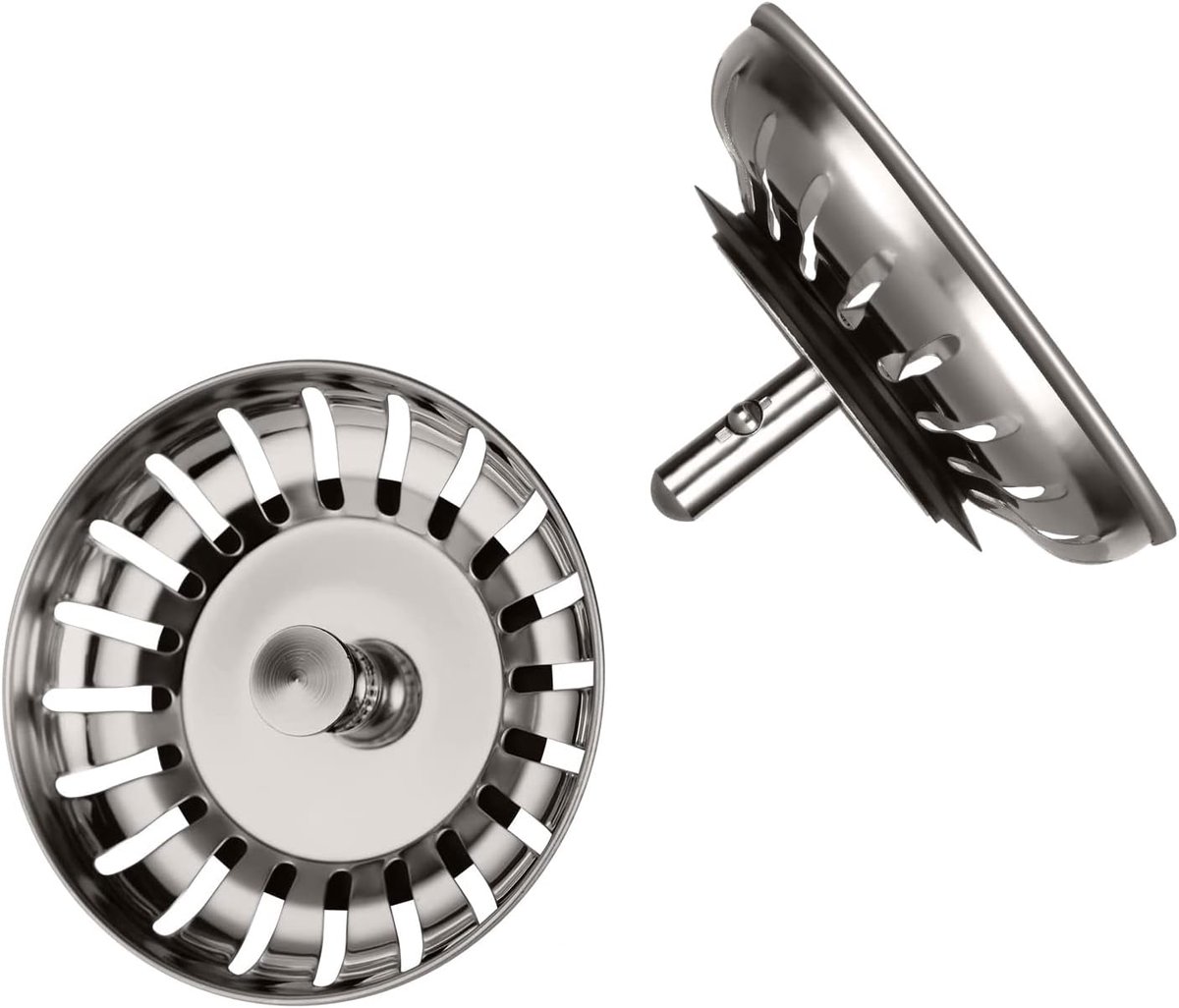 Spoelzeefje - 2 stuks - 80 mm - wastafelstop - anti -klompzeef - afvoerfilter - afvoerplug met mand voor wastafel - keuken - blanco spoelbakken - zeefkorfventiel