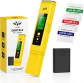 Vestifex® Digitale PH Meter - Incl. Kalibratie Poeder - 2 in 1 Tester - Watertester - Temperatuurmeter - PH Strips - Drinkwater - Aquarium, Zwembad, & Grond Onderhoud