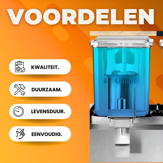 Proffesionele Drankdispenser RVS - Sapdispenser- met kraantje - 2 Tanks van 12L - Professioneel Koelelement