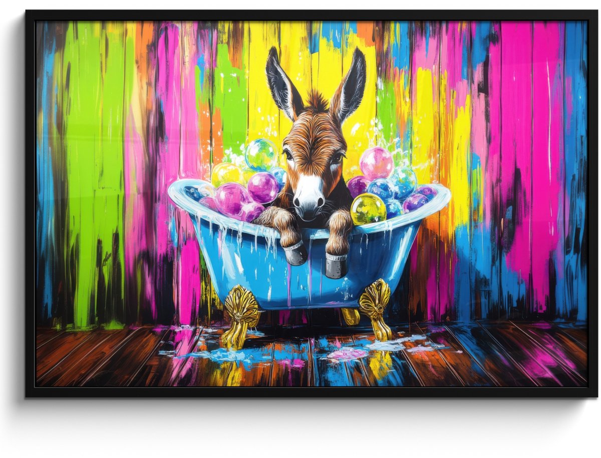 FrameYourWall Poster in lijst - Fotolijst 120x80 cm - Posters - Ezel - Badkuip - Roze - Schuim - Posterlijst zwart - Decoratie - Wanddecoratie woonkamer - Muurdecoratie slaapkamer