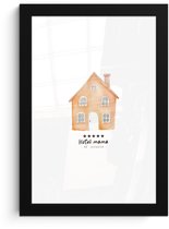 Poster in lijst - Fotolijst 20x30 cm - Posters - Oranje - Huisje - Quote - Hotel - Posterlijst zwart - Decoratie - Wanddecoratie woonkamer - Muurdecoratie slaapkamer