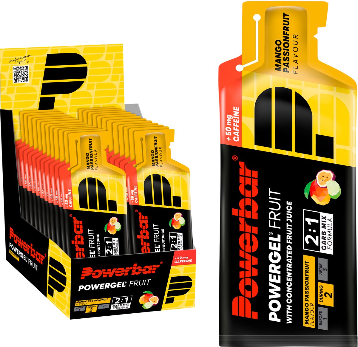 Goedkoopste Powerbar Energiegels | Powergel Original | Mango Passionfruit (met cafeine) 24x41g