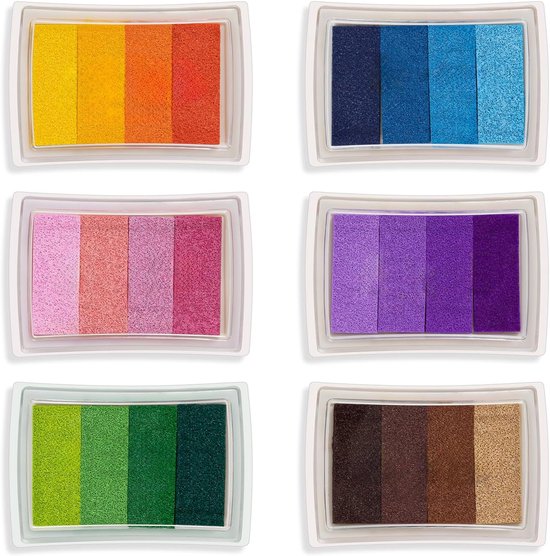 Set de 6 tampons encreurs - Tampons encreurs lavables pour enfants - Tampon encreur - 24 couleurs - Convient à la peinture pour enfants