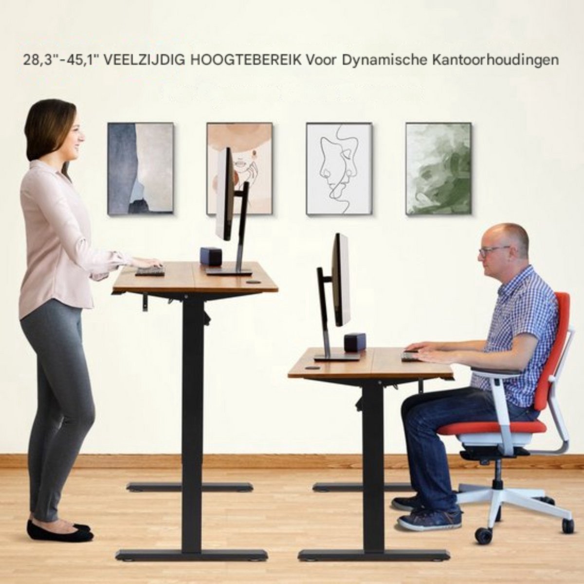 Elektrisch zit sta bureau Deluxe - Verstelbaar - 140x70cm - Voor Thuis en op Kantoor - In Hoogte Verstelbaar - Geheugenbediening thumbnail 5