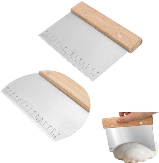 2 Stuks Deegschraper Roestvrij Staal Schraper Keukenspatel Deegschraper Rvs Set Groenteschep Taarten en Pizzasnijder Deegsnijder Lepel Schraper Voor Pasta Bakken Gebak