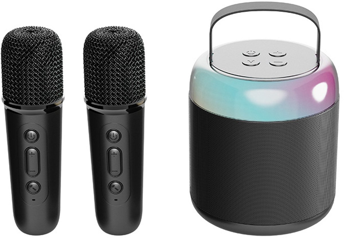 KINSI Draadloze Karaoke Microfoon Set met Bluetooth Luidspreker & 2 Microfoon- Ideaal voor Feesten, Gezinsavonden en Buitenzang