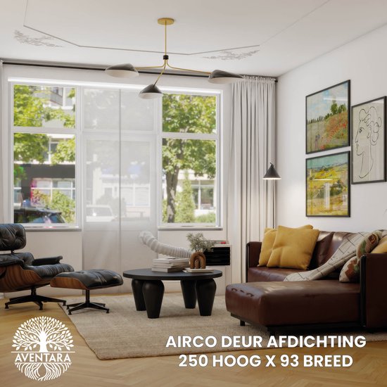 Airco Deur Afdichting 250×93 cm voor hoge deuren, schuifdeur, balkondeur met rits en slangafdichting