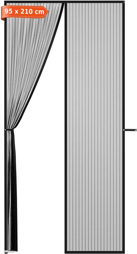BOTC Vliegengordijn Lamellenhor - Magnetisch Vliegengordijn - deurgordijn - Luxe Deurhor - 95x210 cm - Horgordijn - Hordeur - Zwart