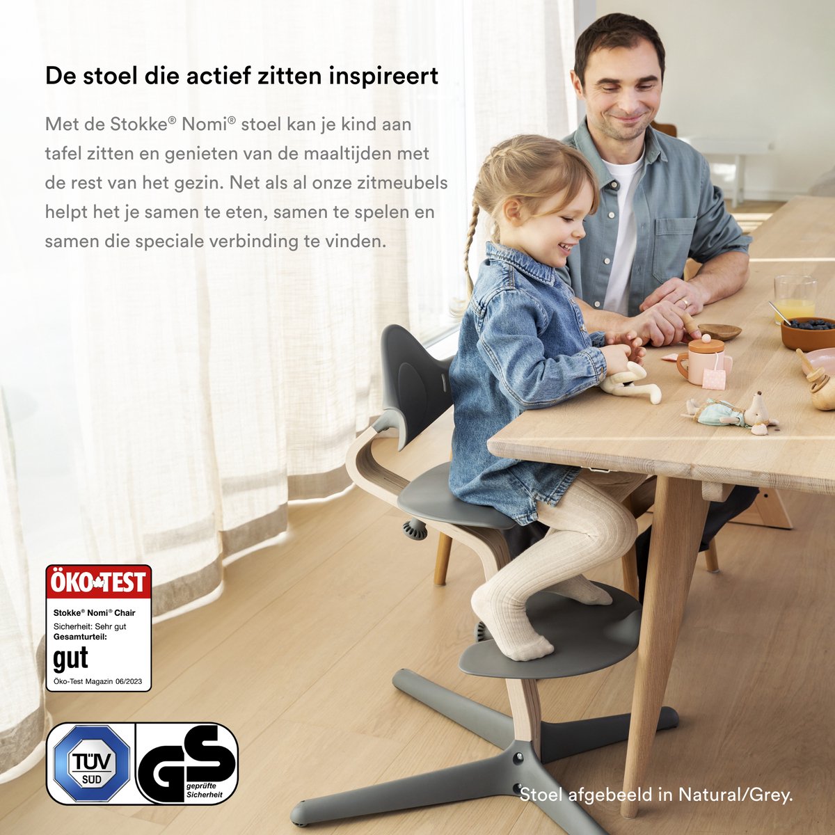 Stokke Nomi stoel met babyset, grijs - Stimuleert actief zitten en biedt ondersteuning als je baby leert zitten - Kan tot 150 kg dragen – foto 5