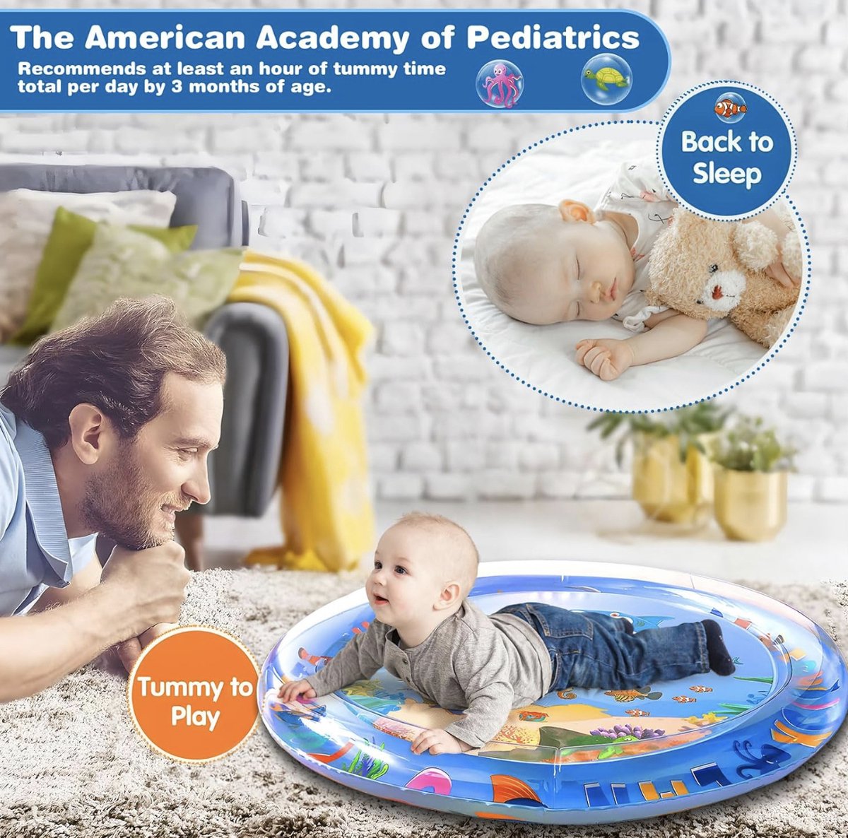 XXL Waterspeelmat - Met geluid - Speelmat - Opblaasbaar baby water speelmat - Speelkleed - Waterspeelgoed - Baby speelgoed 0 jaar - Kraamcadeau - Kinderspeelgoed - Tummy Time - Baby Gym thumbnail 5