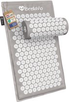 BrellaVio Spijkermat Set met Spijkerkussen - Grijs - 74x44 cm - Acupressuur Mat - Spijkerbed - Acupunctuur Kussen - Shakti Massage