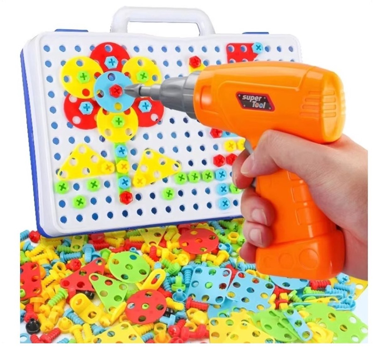 STEM Gereedschap Speelgoed - 151 Vormen - Kinderen 3-12 Jaar - Stimuleert Creativiteit & Motoriek - 237 delige - Cadeau Idee!