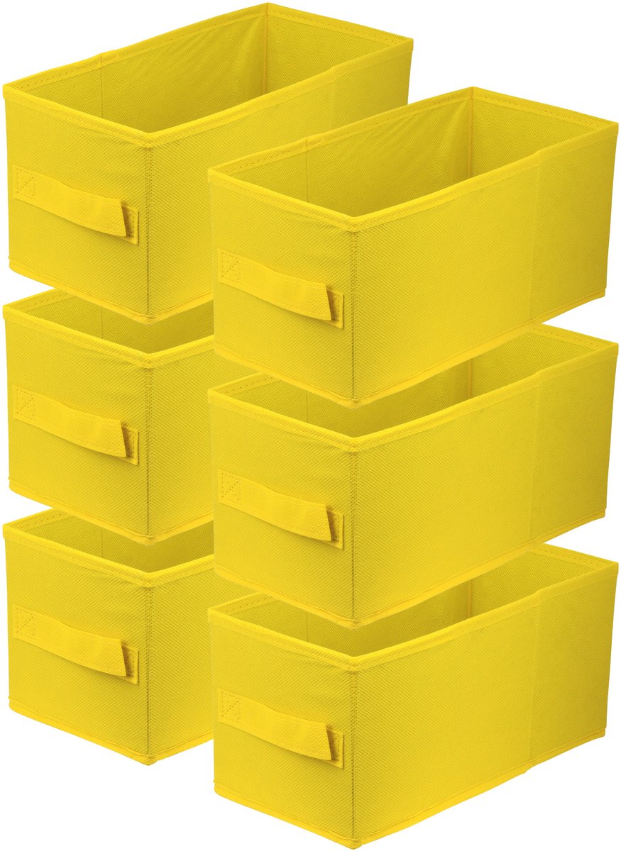 LAVITA® Opbergmand Textiel - 15x31x15 Geel 6 Stuks - Opbergbox Kast Organizer Opbergdoos - Kastlade Verdeler Voor Kleding Ondergoed Badkamer Kledingkast - Vouwdoos Stoffen Doos Opbergdozen