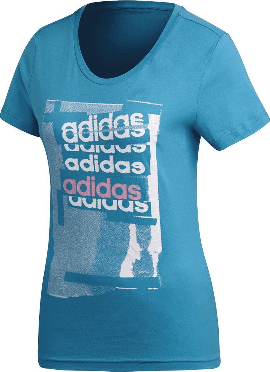Adidas Damesshirt Linear Training Blauw