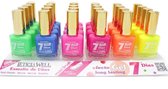 Leticia Well - Set met 6 Flesjes Fris / Fluor / Neon Nagellak - Groen/Blauw/Fel Roze/Warm Fel Roze/Oranje/Geel - Inhoud per flesje 13 ml.