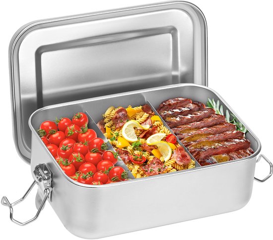 Lille Home RVS Bento Lunchbox met 2 compartimenten, lekvrij, 850