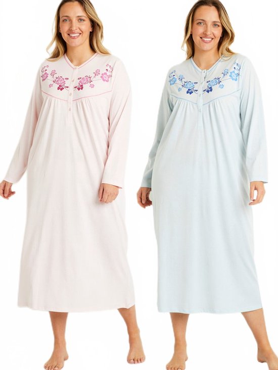 Chemise de nuit longue en coton - lot de 2