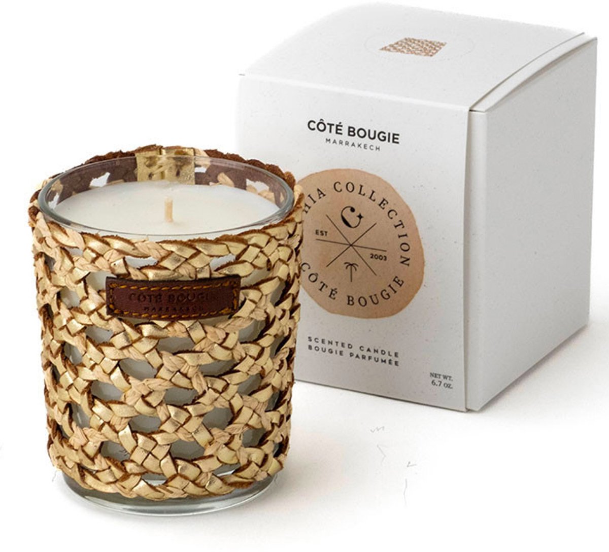 Côté Bougie Raphia Yara geurkaars Rose/oud - Medium