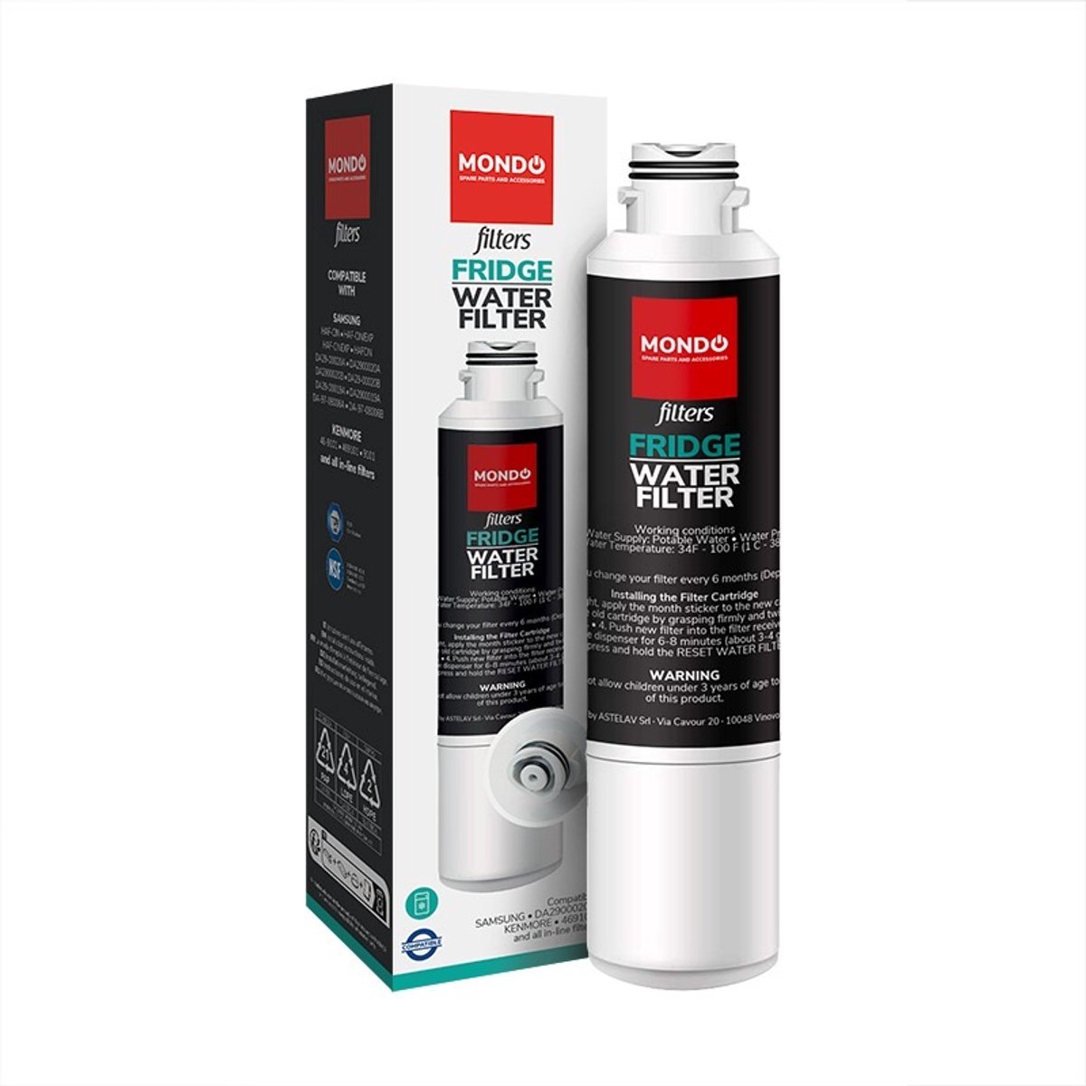 Mondo® waterfilter voor Amerikaanse koelkast - Alternatief geschikt voor Samsung DA29-00019A, DA29-00020A, DA29-00020B, DA97-08006A, DA97-08006B, HAF-CIN/EXP