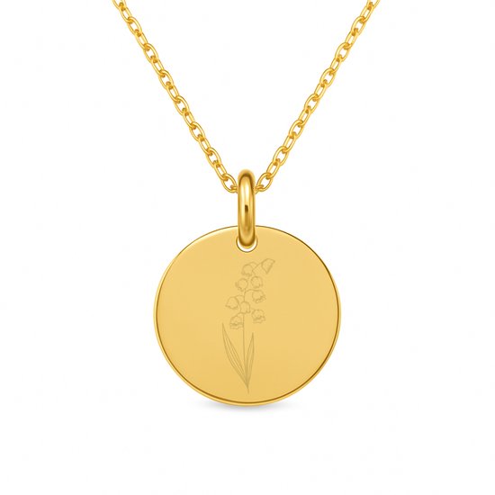 Lovelockers® | Geboorte Bloem ketting | Mei | Stainless Steel | Goudkleurig | Geboorte Maand | Kraamcadeau | Geboorte cadeau | Cadeautje voor haar | Bloemen ketting