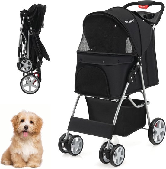 PawHut Opvouwbare hondenbuggy voor honden en katten tot 20 kg