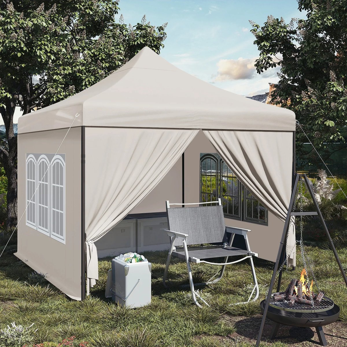 CS - Tuinpaviljoen - pergola - tuinpaviljoen 3x3 m - opvouwbaar - partytent - Beige