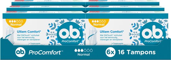 o.b. ProComfort Normaal - tampons - tampon gemiddelde tot zware menstruatiedagen - 6 x 16 stuks