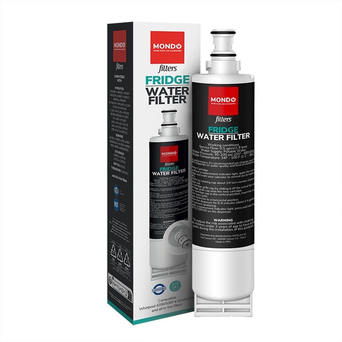Mondo® waterfilter voor Amerikaanse koelkast - Alternatief geschikt voor Indesit C00424552, SMEG 763410400 , Whirlpool SBS200