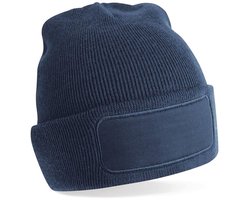 Muts Patch Beanie - French Navy - Met uw eigen bedrukking