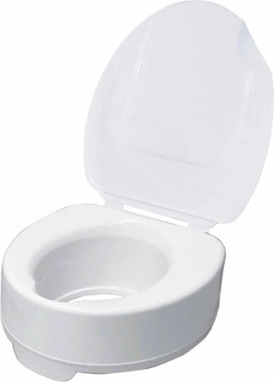 Witte toiletverhoger met een deksel.