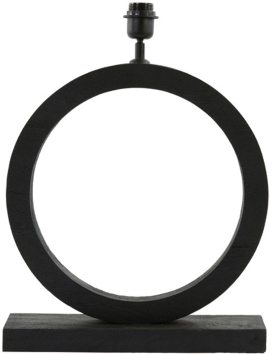 Light & Living Tafellamp Tinar Mangohout, 55cm - Mat Zwart (excl. kap)