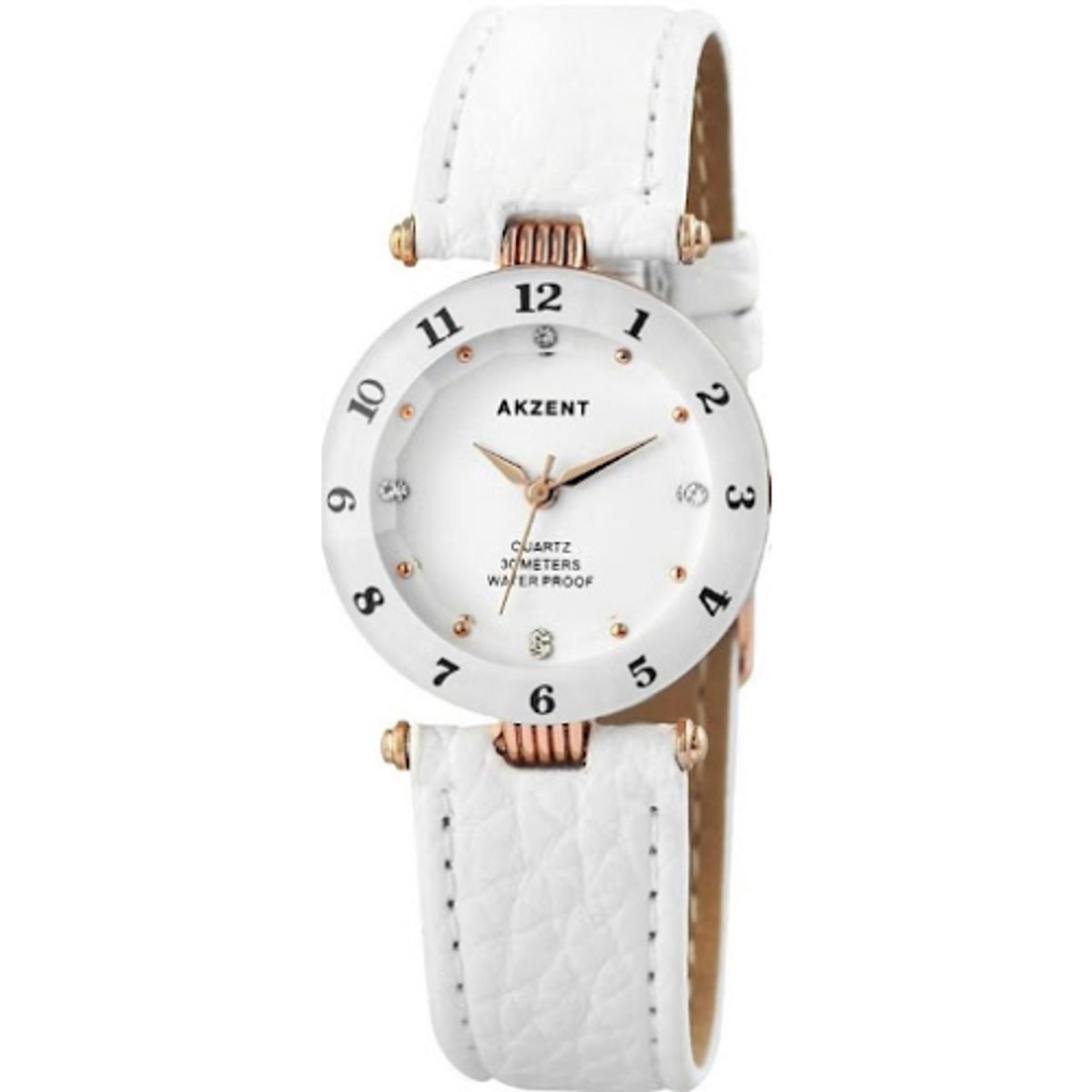 Akzent-model ss7342000014-Dameshorloge-wit-rosekleurig-3 bar waterdicht-diameter-30 mm-
