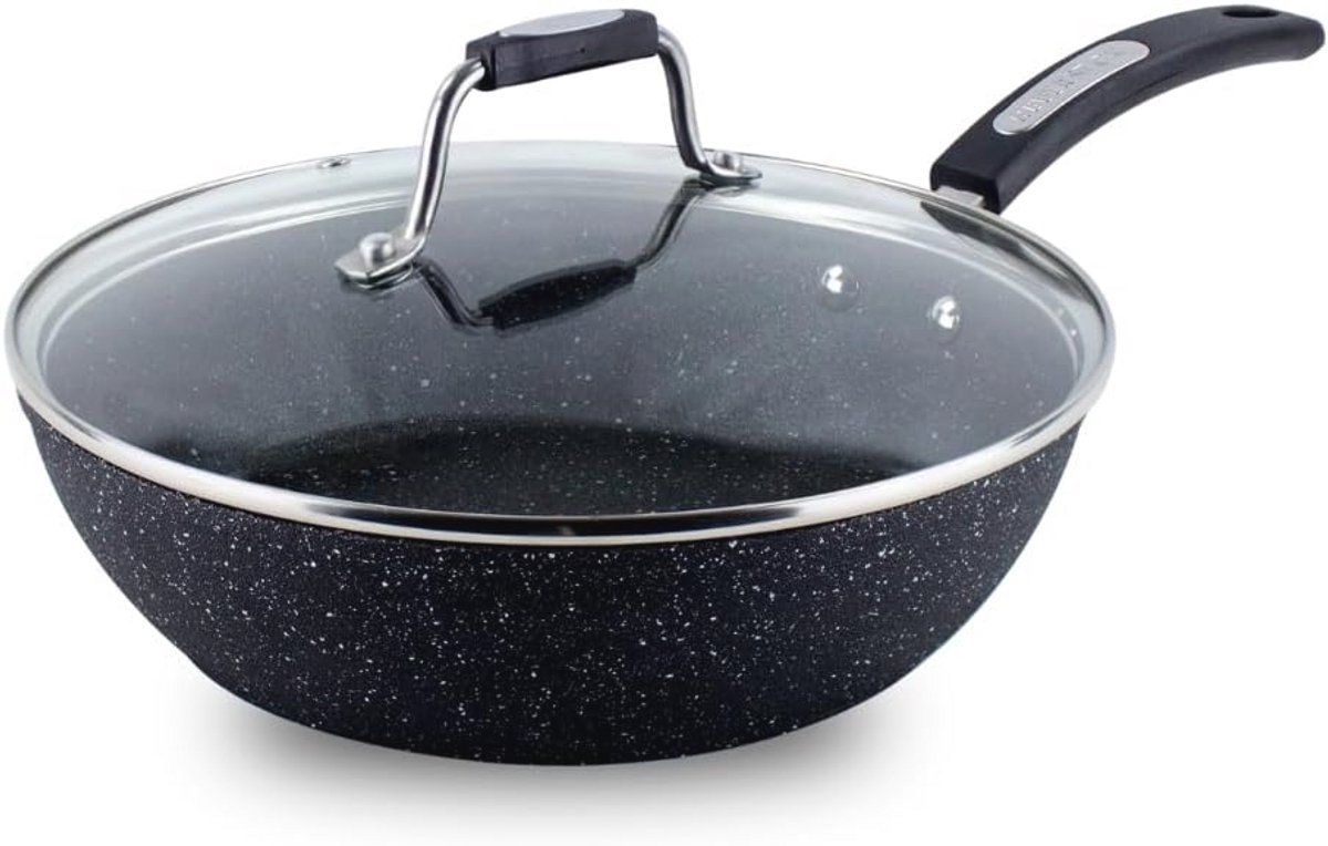 26 cm Sauteerpan met Deksel - Antiaanbaklaag voor alle Kookplaten - Snelle Warmtegeleiding, PFOA-vrij, Vaatwasmachinebestendig