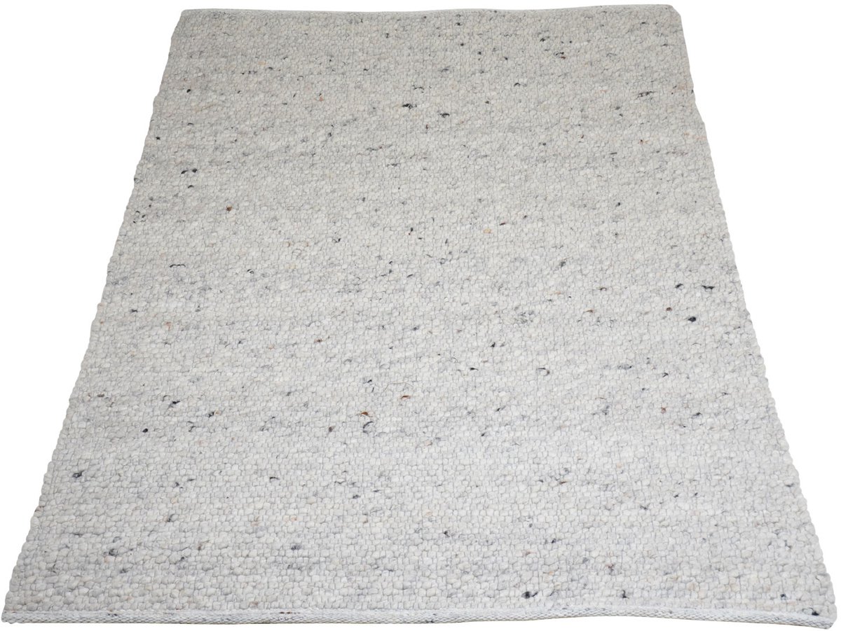 Veer Carpets Vloerkleed Steve Licht Grijs 160 x 230 cm - Wollen Design Vloerkleed met Asymmetrisch Patroon in Scandinavische / Japandi Stijl