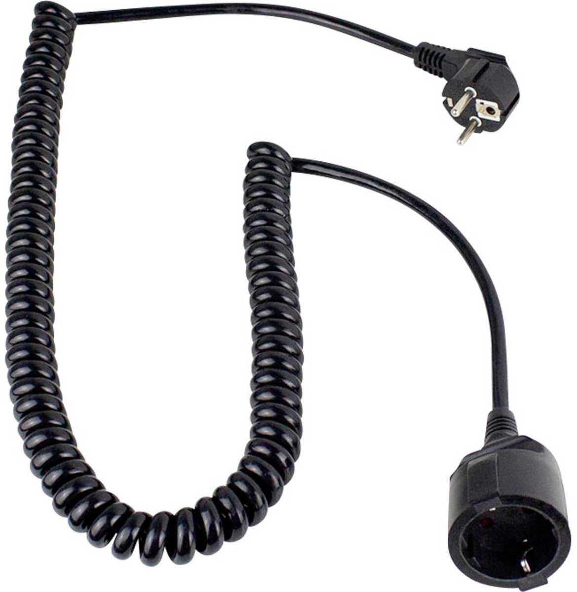 AS Schwabe 70410 Stroom Verlengkabel 16 A Zwart 2.50 m H05VV-F 3G 1,5 mm² Spiraalkabel