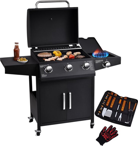 MaxxGarden gasbarbecue – 3 branders – incl. BBQ set