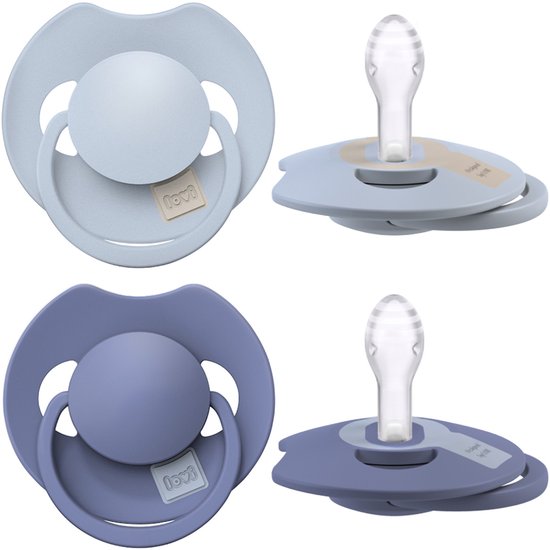 Difrax LOVI Sucette Dynamique 0 à 6 Mois - Bleu Clair & Marine - 2 Pièces