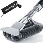 Grelesto BBQ Borstel met Schraper - 4 in 1 BBQ Accesoires - BBQ Gereedschap - Anti Slip Handvat - Vaderdag Cadeau