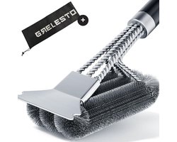 Grelesto BBQ Borstel met Schraper - 4 in 1 BBQ Accesoires - BBQ Gereedschap - Anti Slip Handvat Grelesto BBQ Borstel met Schraper - 4 in 1 BBQ Accesoires - BBQ Gereedschap - Anti Slip Handvat