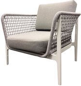 Tierra Outdoor Loungestoel Montreal - Aluminium en Olefin Rope - Wit en Grijs - 1 Loungestoel voor buiten