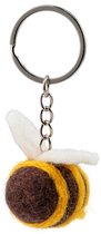 Sleutelhanger/Tashanger - Bijtje Wolvilt - Bruin/Geel - Handmade & Fairmade - 3x4cm