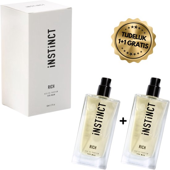 Instinctperfume - 1 + 1 Gratis - Heren Parfum - Parfum - Rich - Munt geur - Amber geur - Gember geur - Cadeau