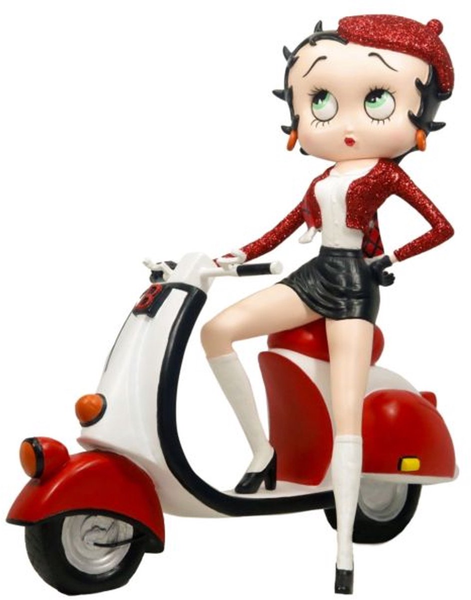Betty Boop Op Scooter (Rode Glitter) Beeld