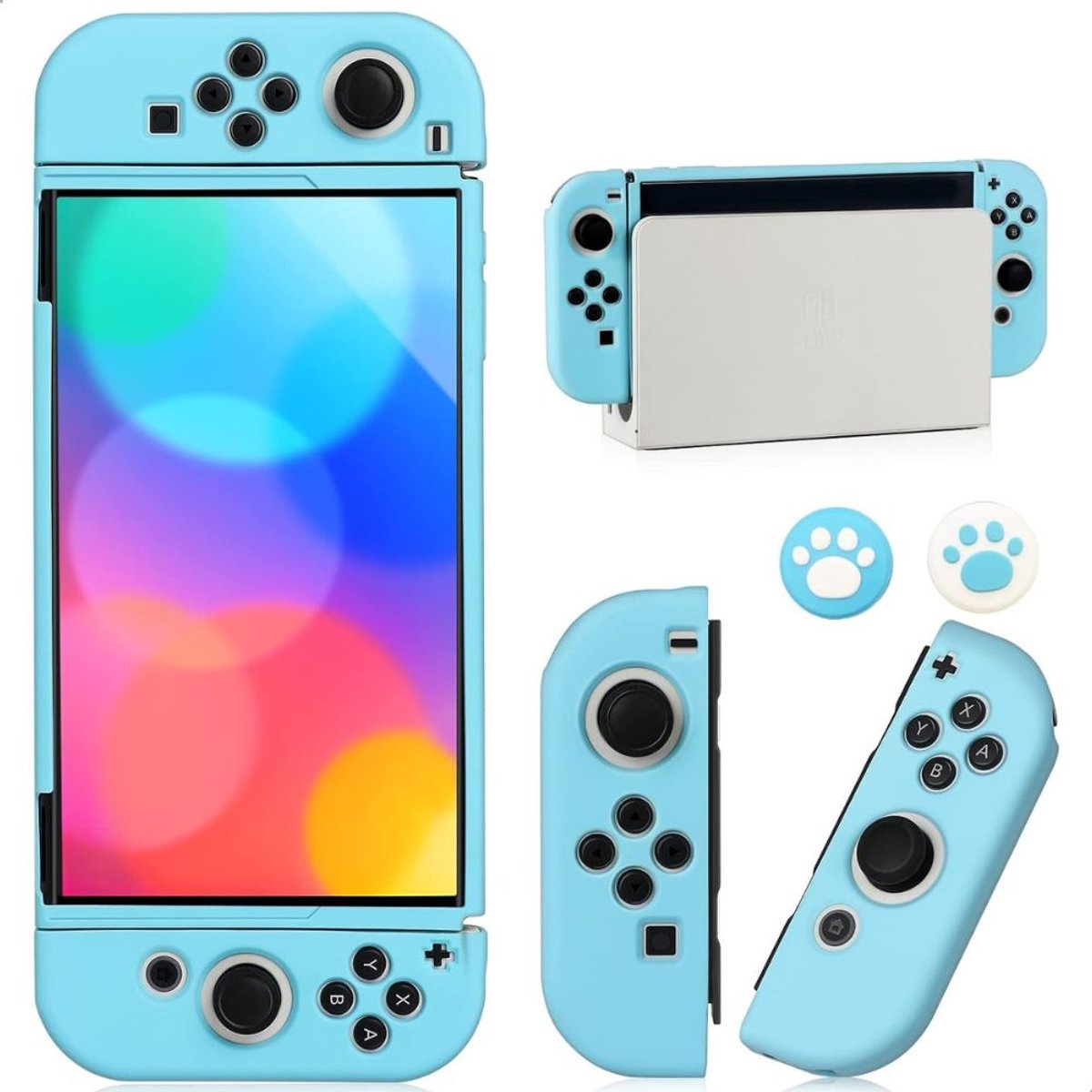 Xainy – Hard Case blauw geschikt voor Nintendo Switch | Switch-games accessoires | beschermhoesje / cover voor de Nintendo Switch consoles | Screen protector & joycons pro controller grip inbegrepen